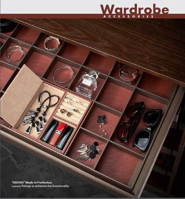 Archis wardrobe drawer accessories with organised compartments