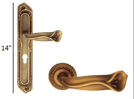 Archis 14-inch On-Plate Door Handle Antique Brass