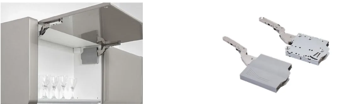 Archis Lift-Up Cabinet Hardware for overhead kitchen cabinet with wine glasses
