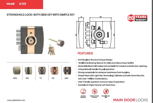 Q233 Stronghold Main Door Lock