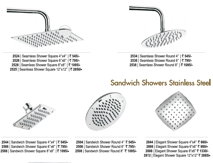 Xen Shower Heads Catalogue with Prices