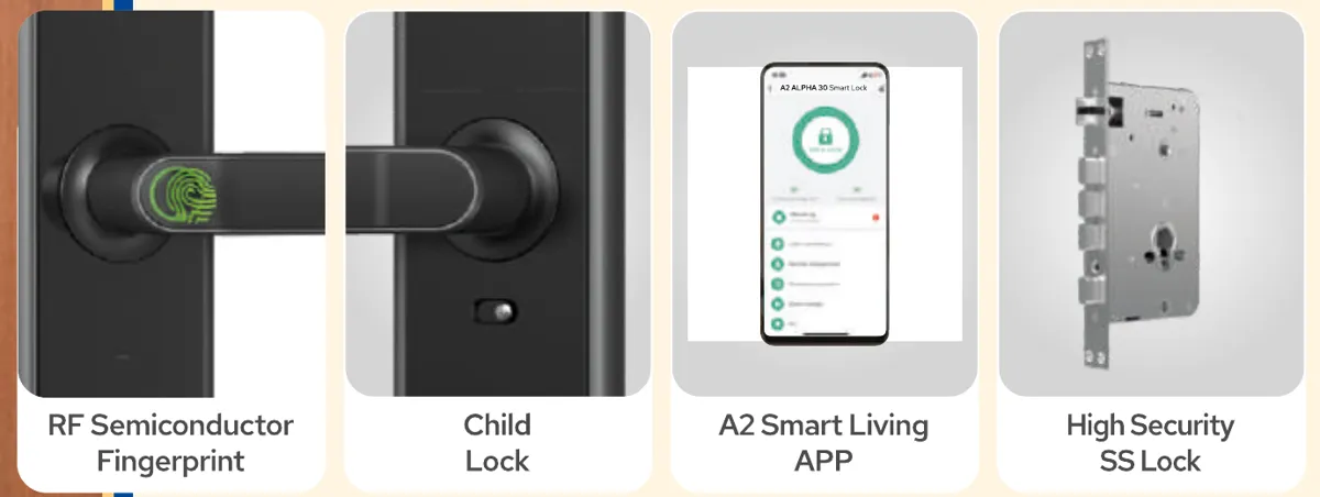 A2 Alpha 30 Wi-Fi Fingerprint Lever Handle Digital Lock photo 3
