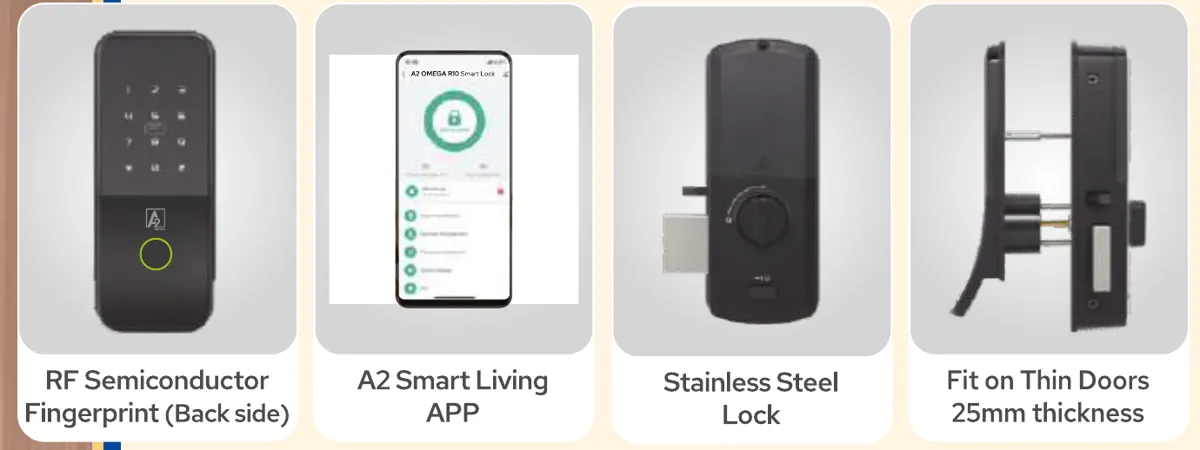 A2 Omega R10 Fingerprint Digital Lock for Thin Doors photo 3