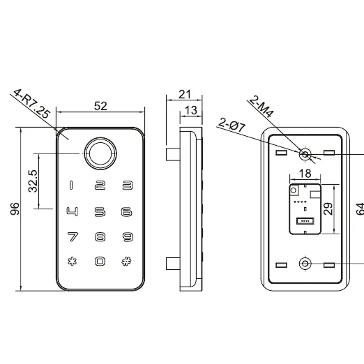 A2 SCL90 Smart Password and Fingerprint Furniture Lock photo 3