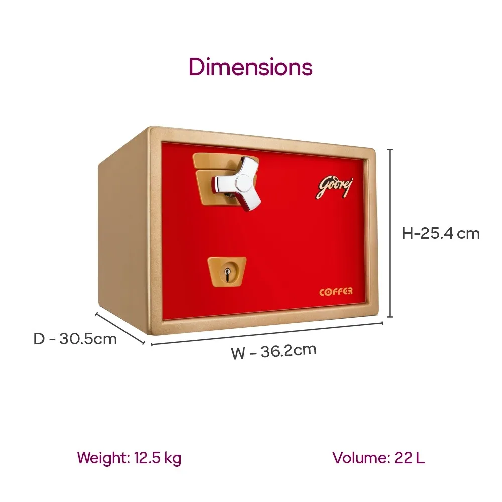 Godrej Premium Coffer 22L Key Lock Home Locker (Red) photo 4