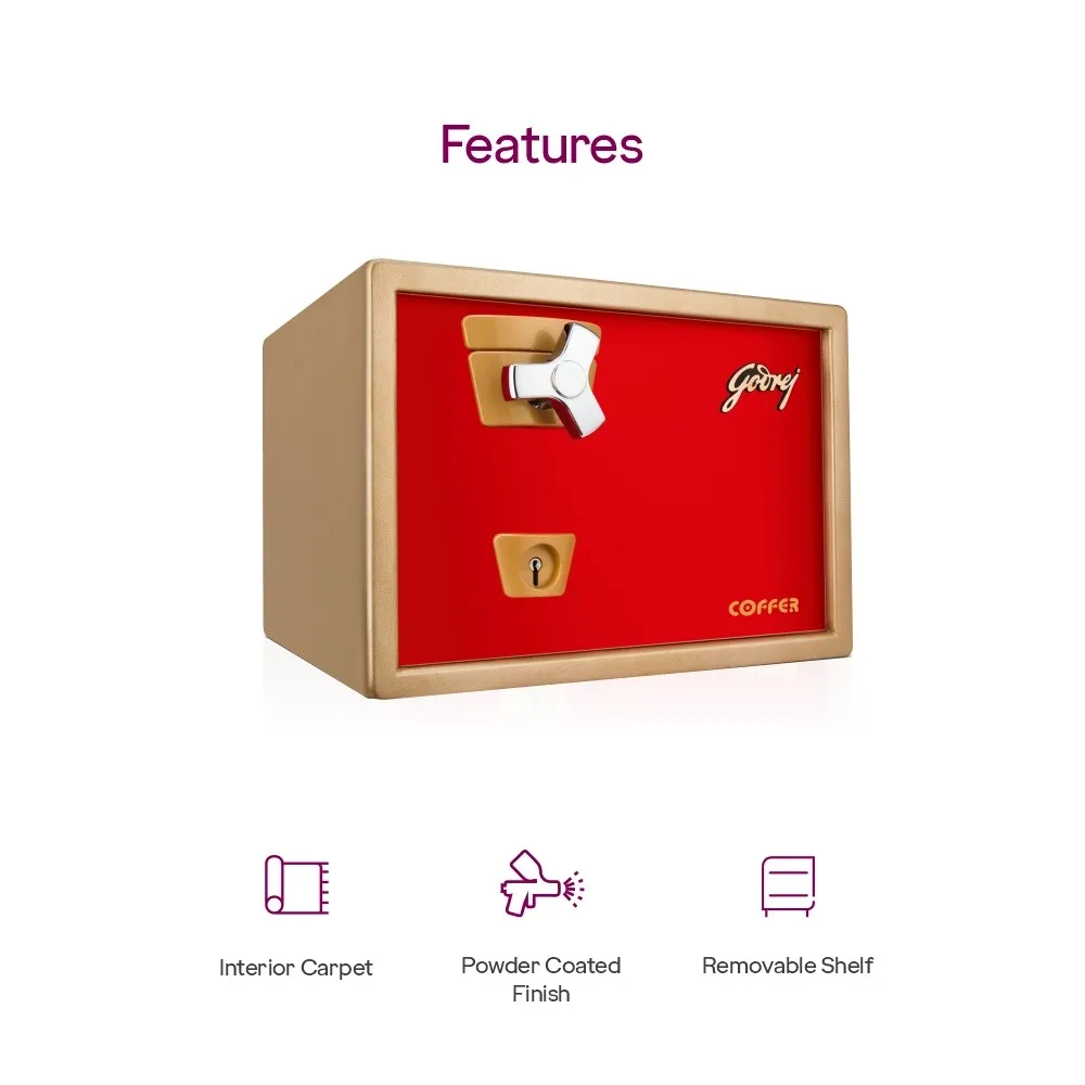 Godrej Premium Coffer 22L Key Lock Home Locker (Red) photo 6