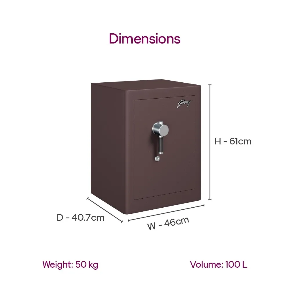 Godrej Rhino Regal 100L Key Lock Home Locker (Brown / Grey) photo 4