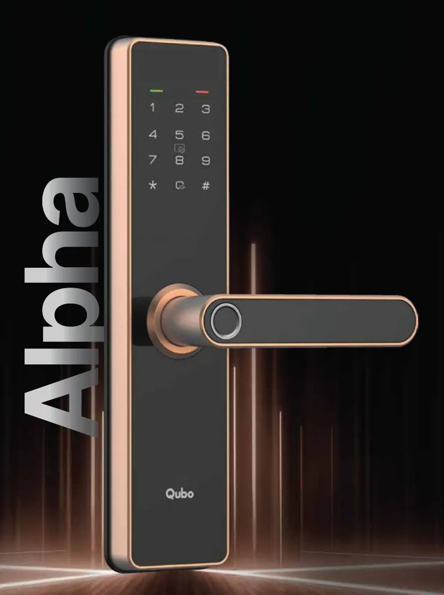 Qubo Alpha Smart Door Lock with Fingerprint Handle (Black, Copper)
