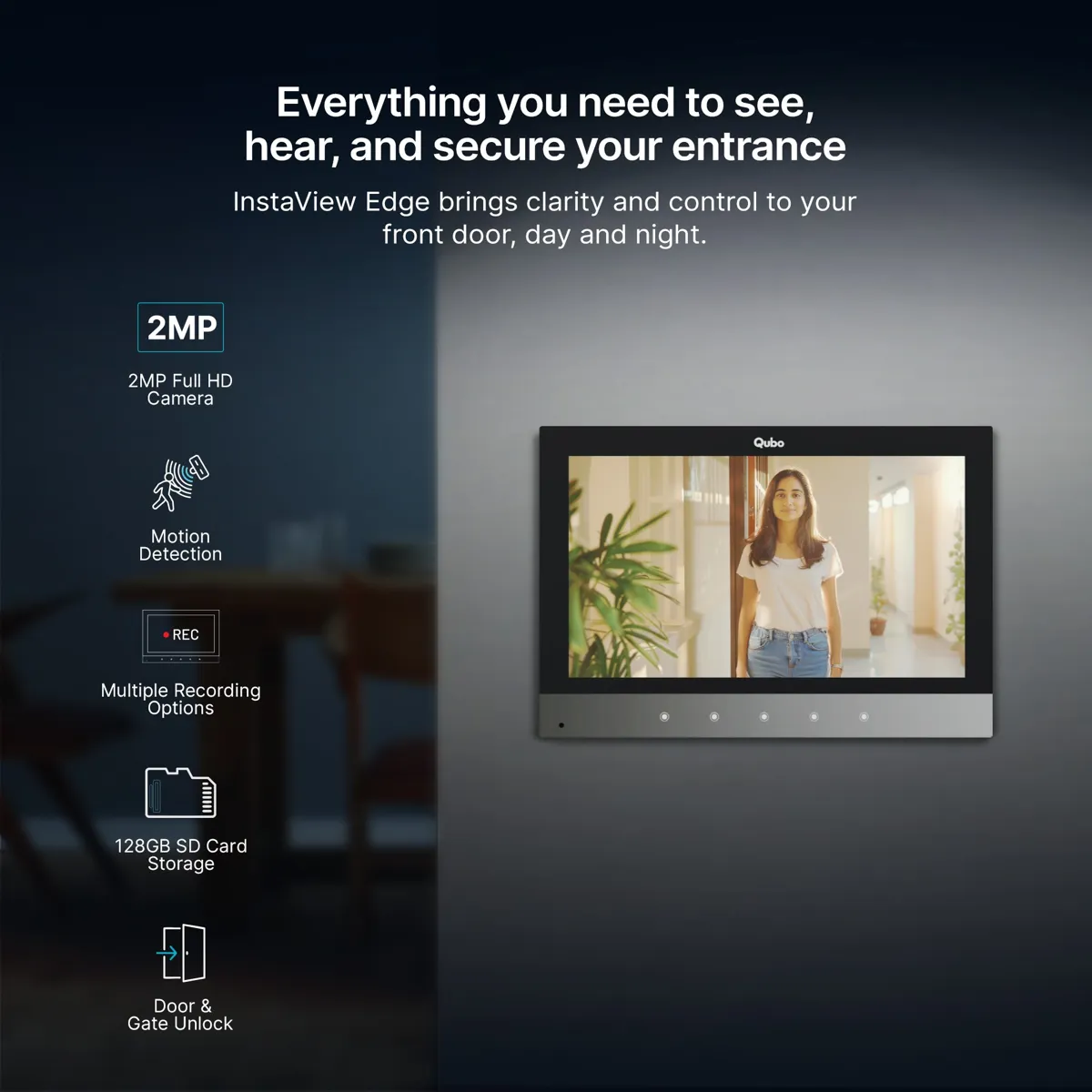 Qubo InstaView Edge HD Wired Video Door Phone 7 inch photo 2