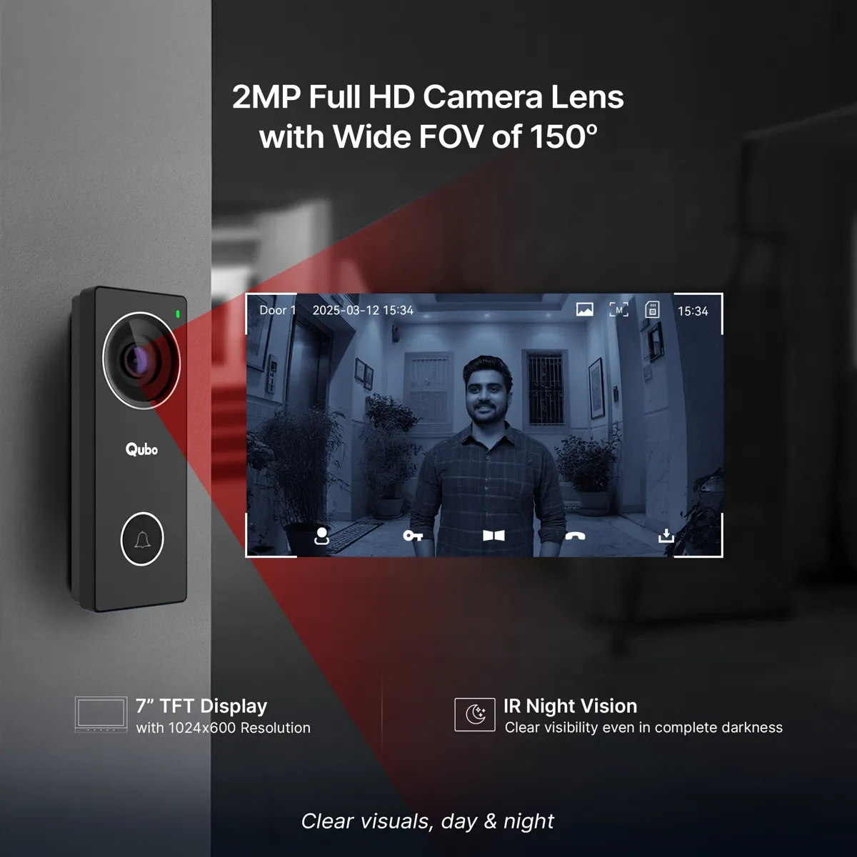 Qubo InstaView Edge HD Wired Video Door Phone 7 inch photo 3