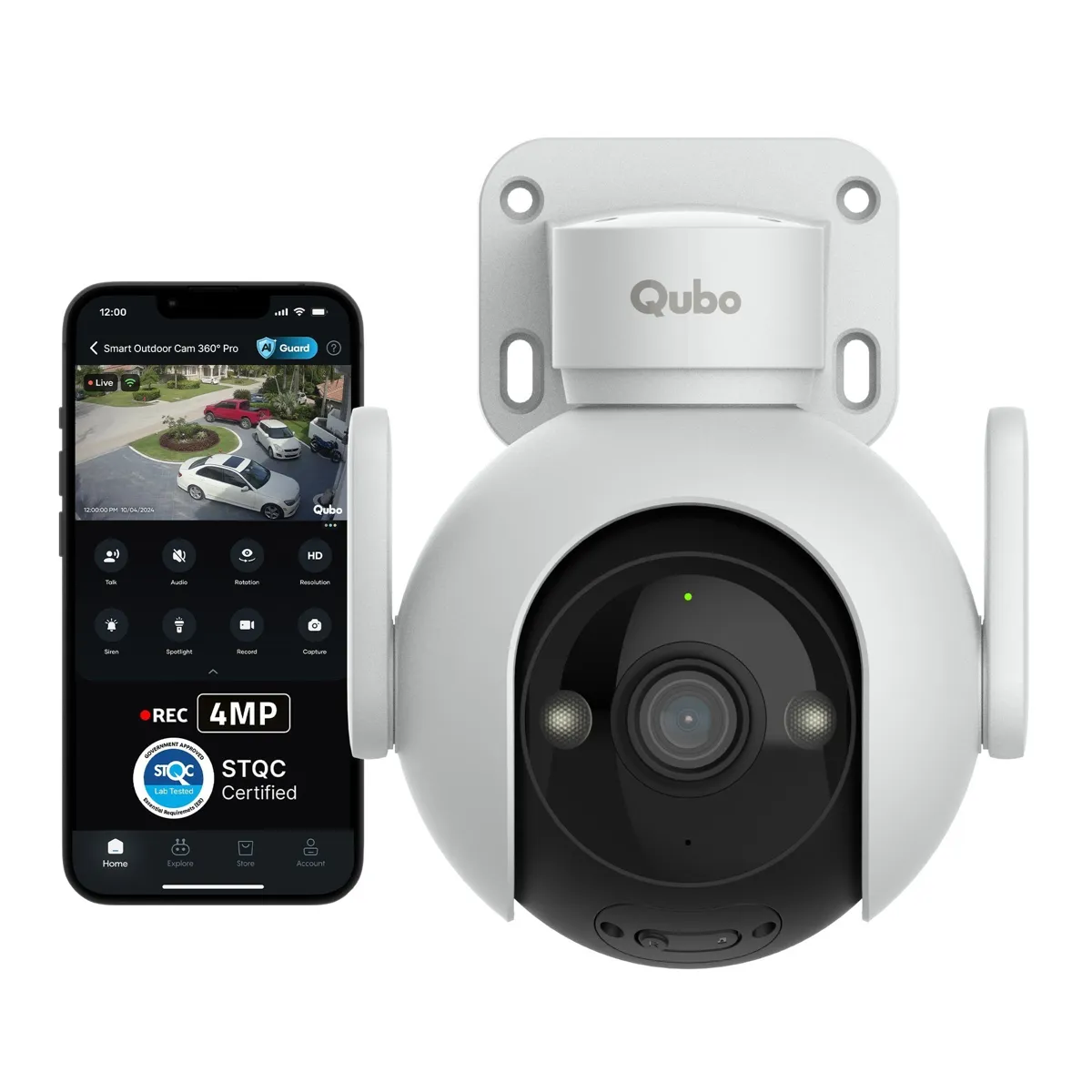 Qubo Smart Outdoor Cam 360 Prime 5MP Q5-OD
