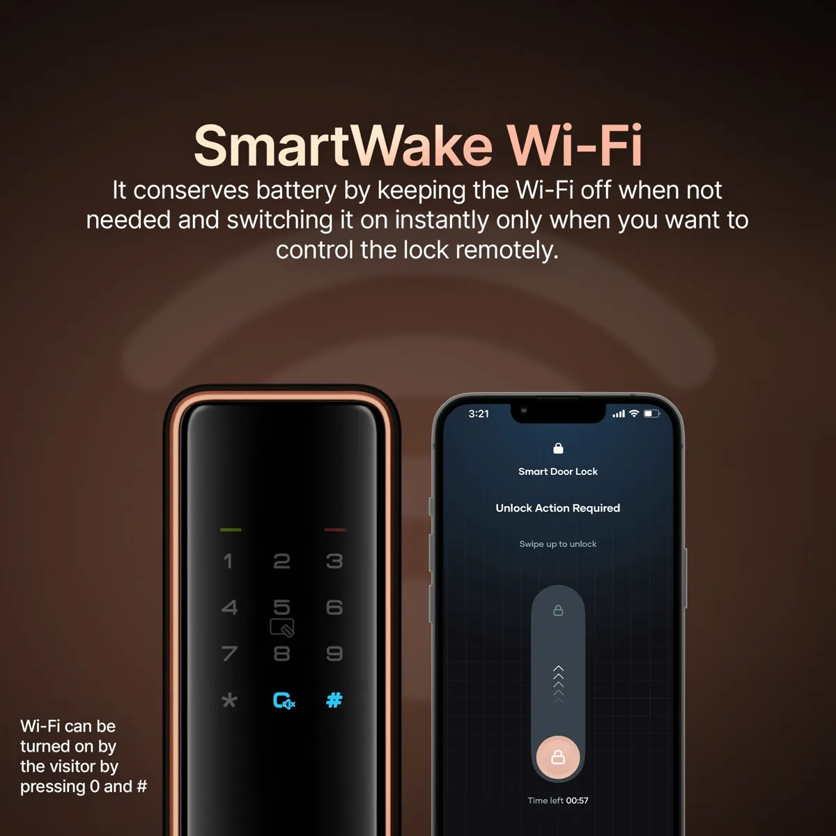 Qubo Ultra Wi-Fi Smart Door Lock 8 Way Access (Black, Copper) photo 5
