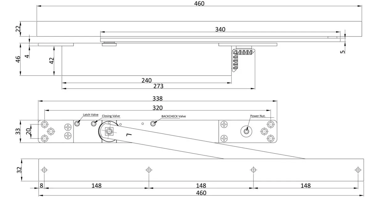 Yale 8324U CAM Action Concealed Door Closer photo 3