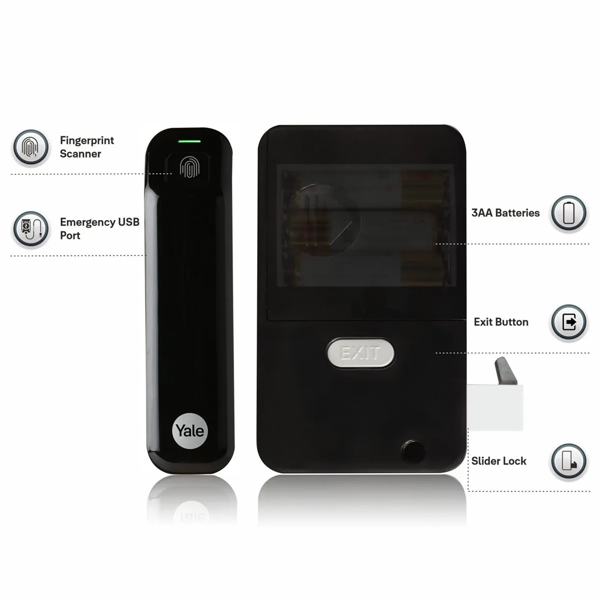 Yale Fingerprint Wardrobe Lock with Handle photo 2