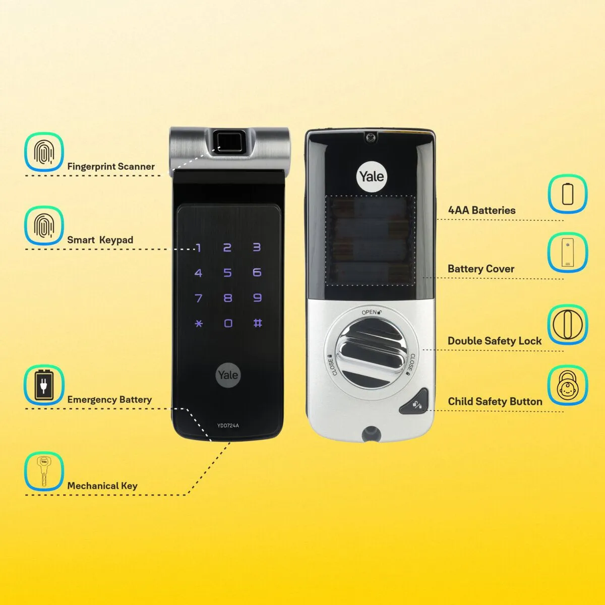 Yale YDD724A Biometric Deadbolt Rim Smart Lock photo 6